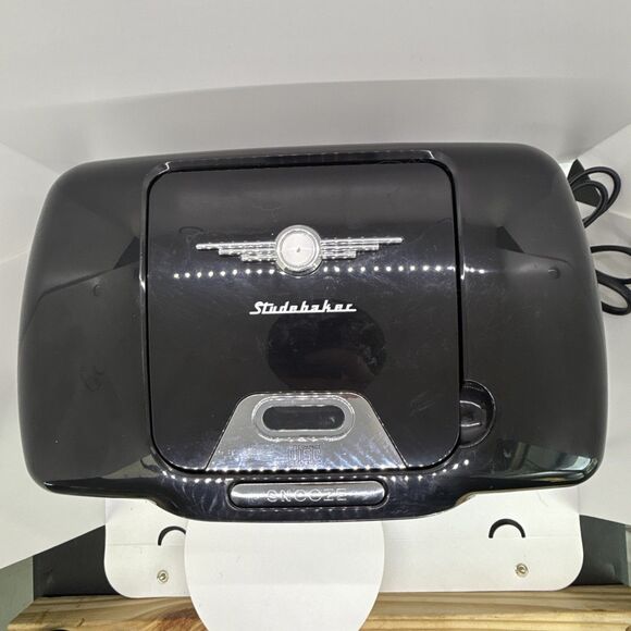 Studebaker SB2103BW Retro AM/FM CD Clock Radio Black Chrome Vintage Style Tested - Picture 5 of 12